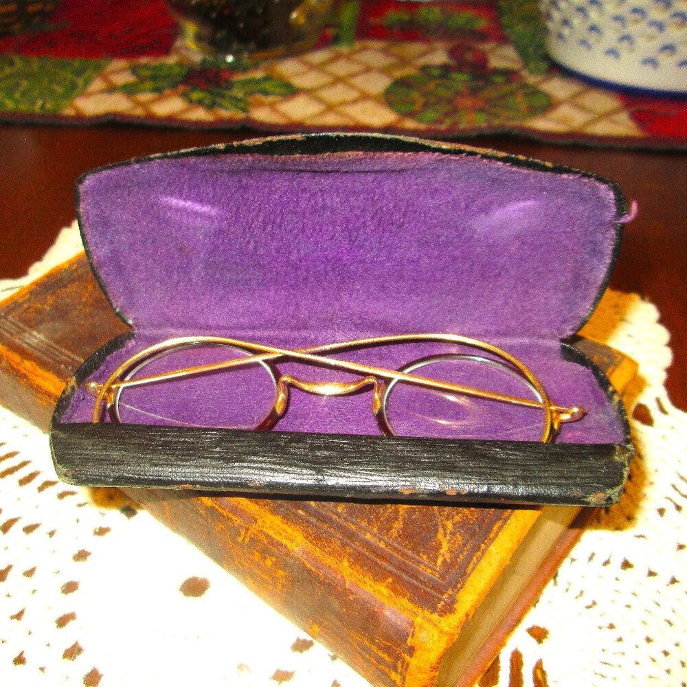 Antique gold filled spectacle glasses with case